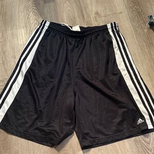 Adidas Men's Black Shorts with White Stripes